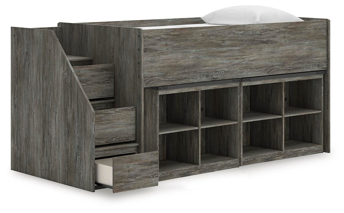 Frandern Loft Bed with Bookcase Storage - Red Gate Home Furnishings (Ball Ground, GA)