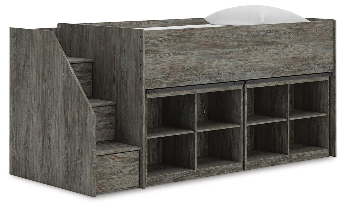Frandern Loft Bed with Bookcase Storage - Red Gate Home Furnishings (Ball Ground, GA)
