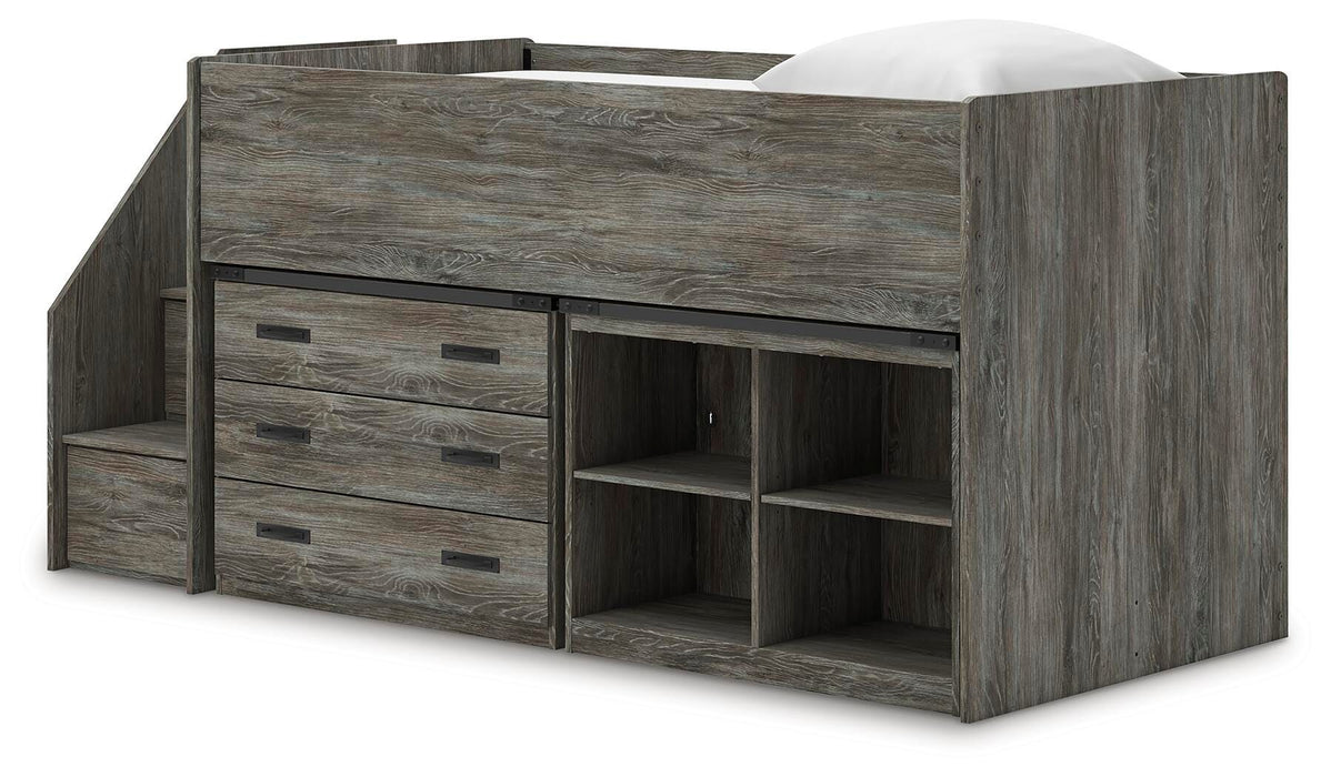 Frandern Loft Bed with Bookcase and Drawer Storage - Red Gate Home Furnishings (Ball Ground, GA)