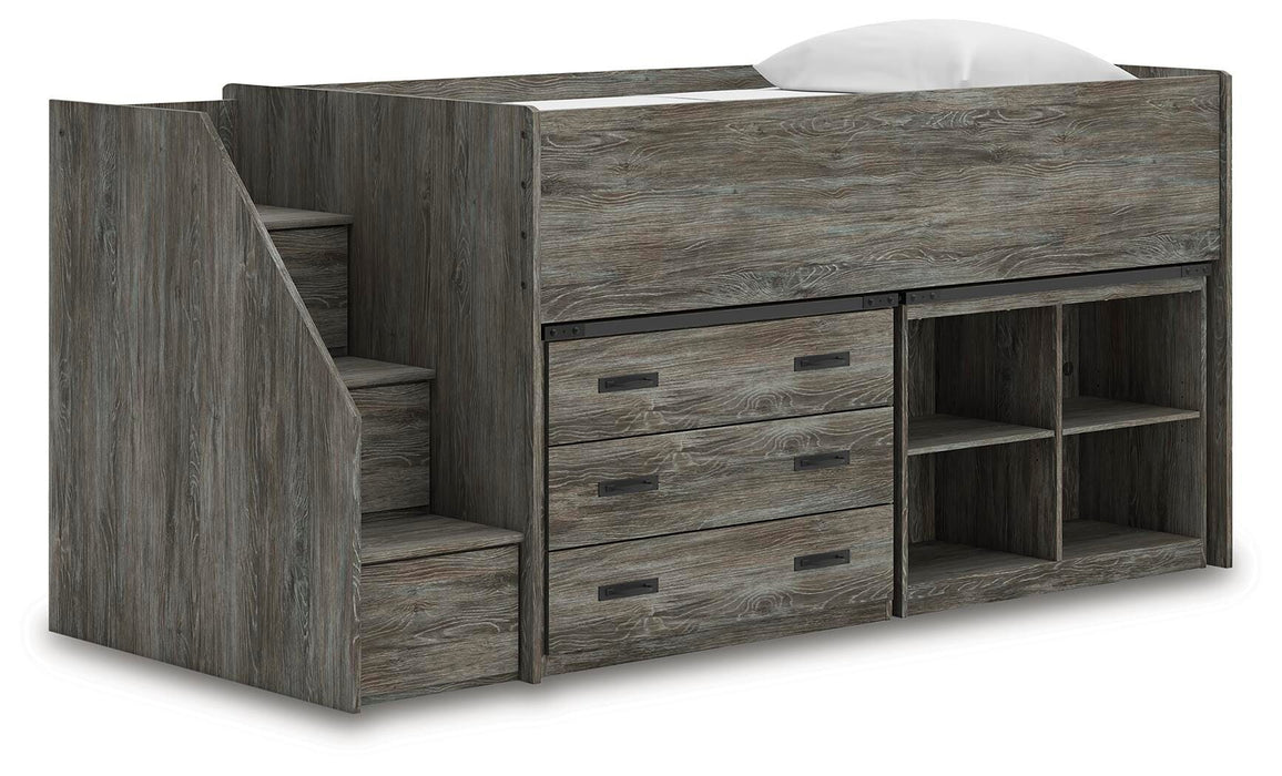 Frandern Loft Bed with Bookcase and Drawer Storage - Red Gate Home Furnishings (Ball Ground, GA)