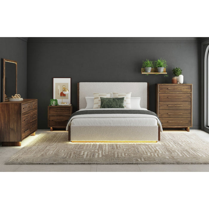 Brisbane UPH Bed with Boucle Beige and LED