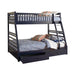 Ashton Twin Over Full 2-drawer Bunk Bed Cappuccino, White, Navy, Honey, & Brown - Red Gate Home Furnishings (Ball Ground, GA)