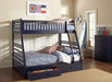 Ashton Twin Over Full 2-drawer Bunk Bed Cappuccino, White, Navy, Honey, & Brown - Red Gate Home Furnishings (Ball Ground, GA)