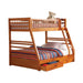 Ashton Twin Over Full 2-drawer Bunk Bed Cappuccino, White, Navy, Honey, & Brown - Red Gate Home Furnishings (Ball Ground, GA)