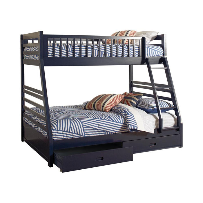 Ashton Twin Over Full 2-drawer Bunk Bed Cappuccino, White, Navy, Honey, & Brown - Red Gate Home Furnishings (Ball Ground, GA)