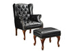 Roberts Button Tufted Back Accent Chair with Ottoman Black and Espresso - Red Gate Home Furnishings (Ball Ground, GA)
