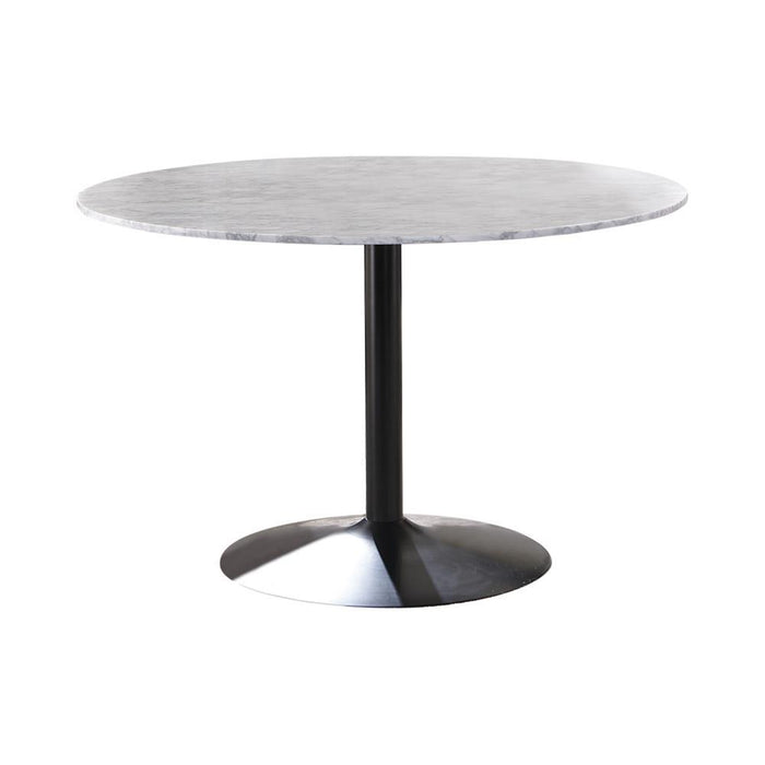 Bartole Round Dining Table White and Matte Black