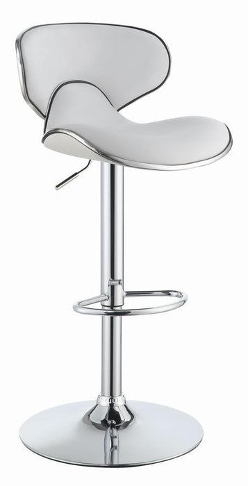 Edenton Upholstered Adjustable Height Bar Stools White and Chrome (Set of 2)