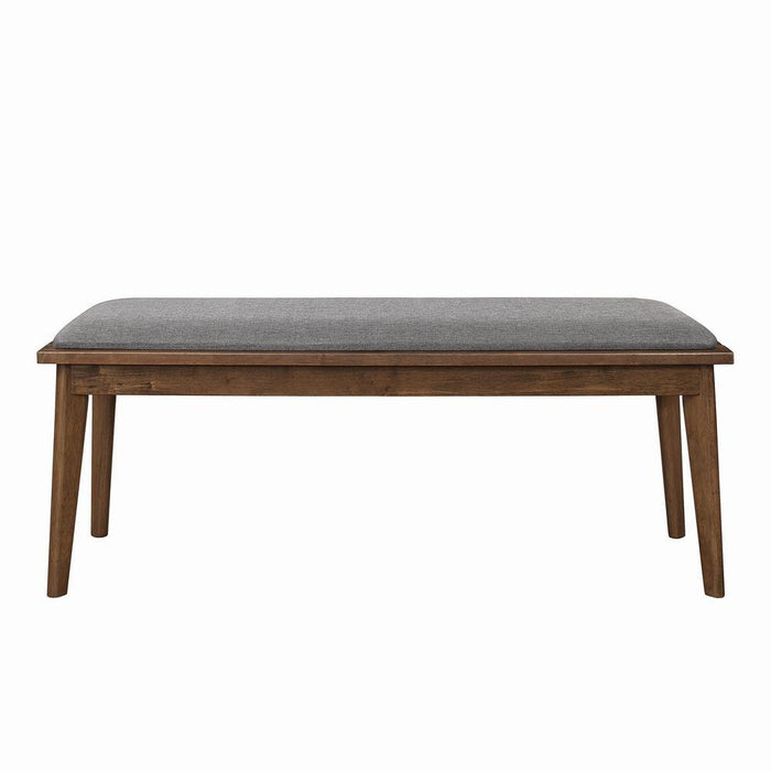 Alfredo Upholstered Dining Bench Grey and Natural Walnut