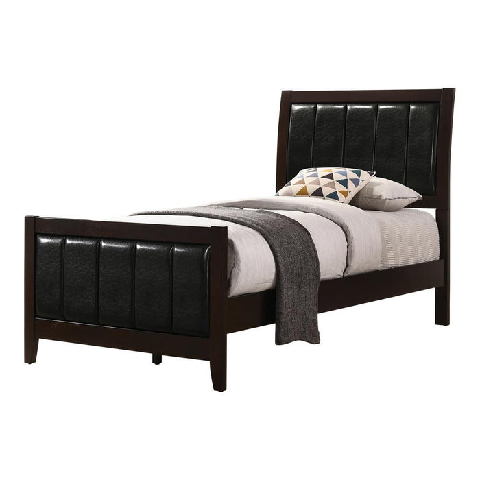 Carlton Full & Twin Upholstered Panel Bed Cappuccino and Black