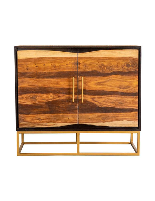 Zara 2-door Accent Cabinet Black Walnut and Gold