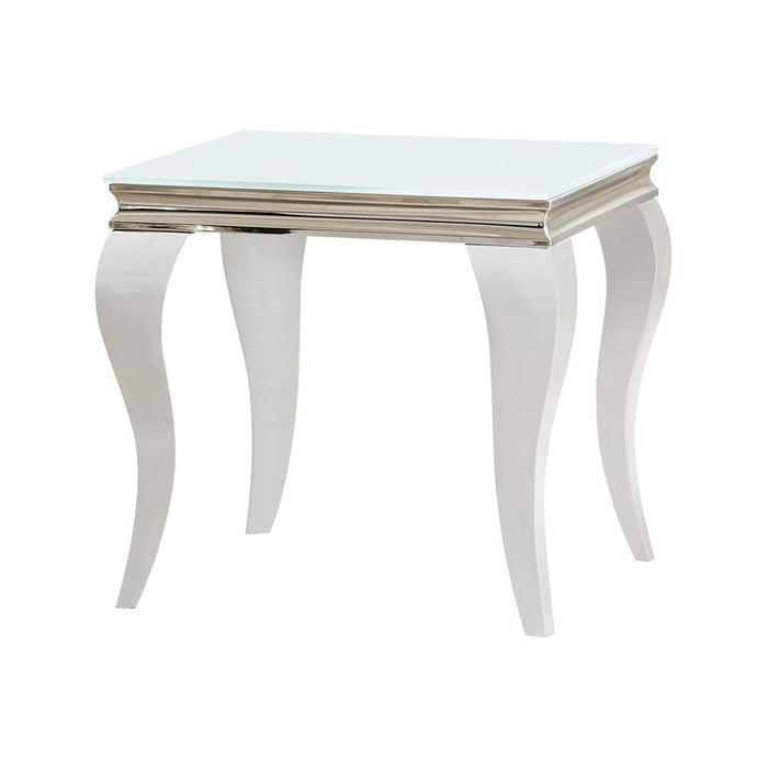 Luna Square End Table White and Chrome