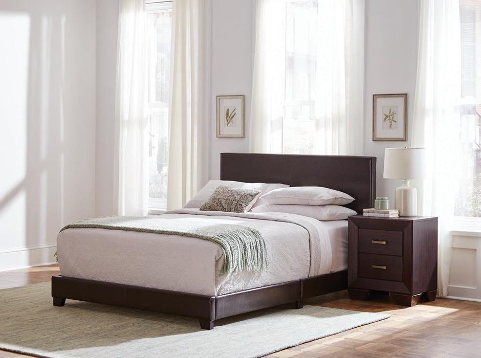 Dorian Upholstered California King, E.King, & Queen Bed Black, Brown, & Grey - Red Gate Home Furnishings (Ball Ground, GA)