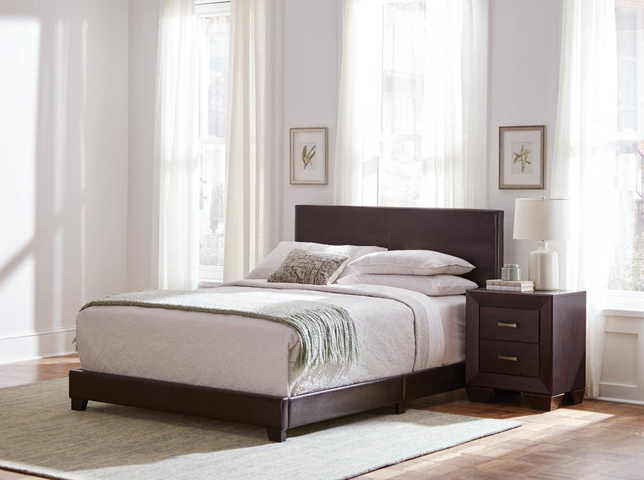 Dorian Upholstered California King, E.King, & Queen Bed Black, Brown, & Grey - Red Gate Home Furnishings (Ball Ground, GA)