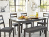 Bridson Dining Table and Chairs with Bench (Set of 6) - Red Gate Home Furnishings (Ball Ground, GA)