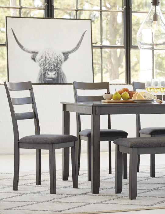 Bridson Dining Table and Chairs with Bench (Set of 6) - Red Gate Home Furnishings (Ball Ground, GA)