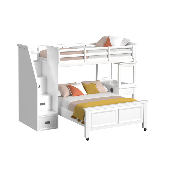 Hampton Kids Over Loft with Staircase and Desk with Speaker Bedroom Set