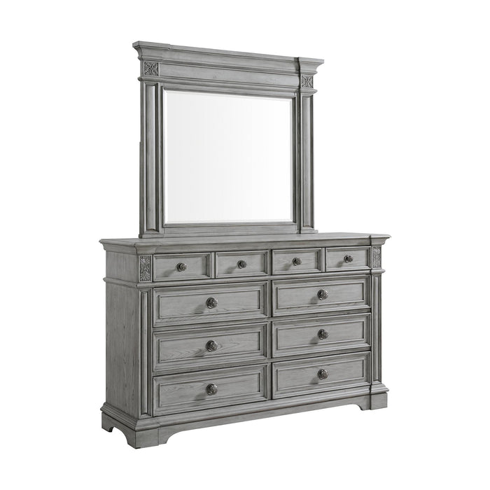 grey dresser and mirror set Ioana Antique Grey Finish Wood Dresser and Mirror Roundhill Furniture