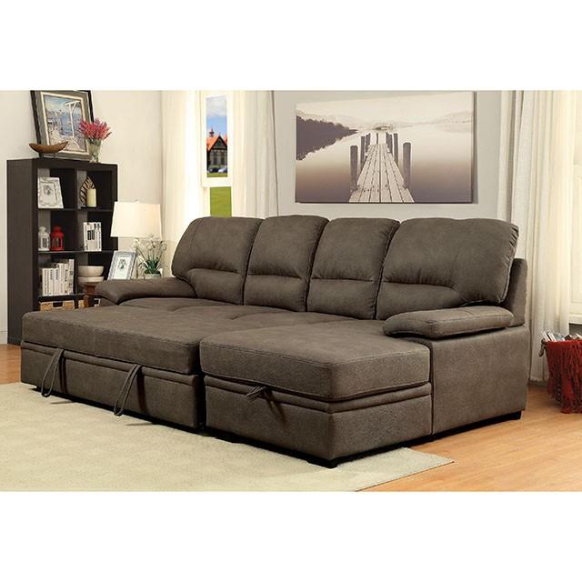ALCESTER Brown & Gray Sectional w/ Sleeper, Ash - Red Gate Home Furnishings (Ball Ground, GA)