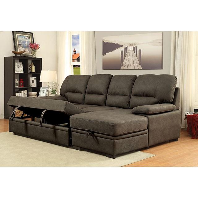 ALCESTER Brown & Gray Sectional w/ Sleeper, Ash - Red Gate Home Furnishings (Ball Ground, GA)