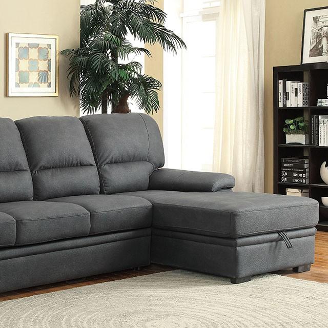 ALCESTER Brown & Gray Sectional w/ Sleeper, Ash - Red Gate Home Furnishings (Ball Ground, GA)