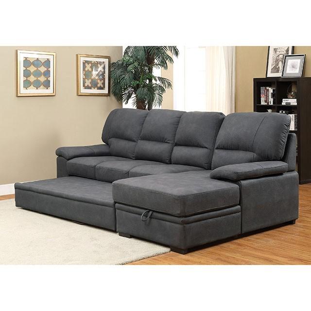 ALCESTER Brown & Gray Sectional w/ Sleeper, Ash - Red Gate Home Furnishings (Ball Ground, GA)