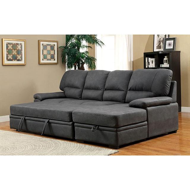 ALCESTER Brown & Gray Sectional w/ Sleeper, Ash - Red Gate Home Furnishings (Ball Ground, GA)