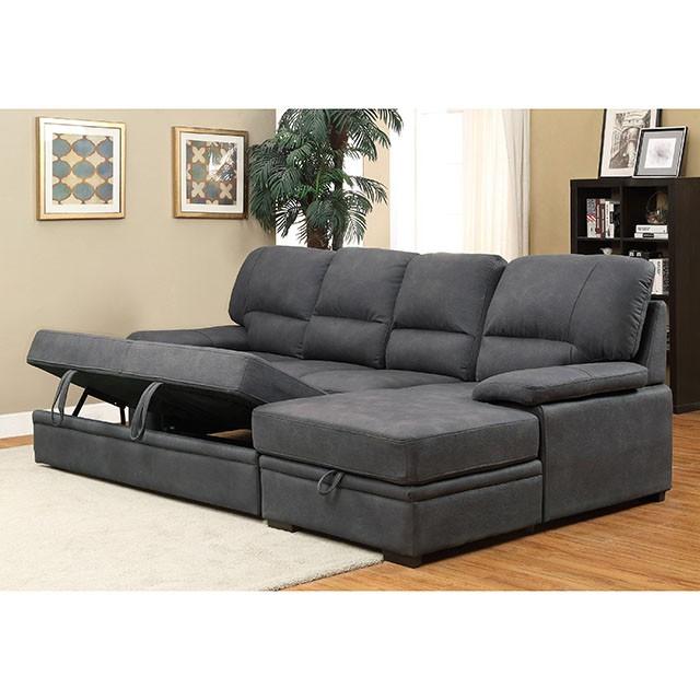 ALCESTER Brown & Gray Sectional w/ Sleeper, Ash - Red Gate Home Furnishings (Ball Ground, GA)