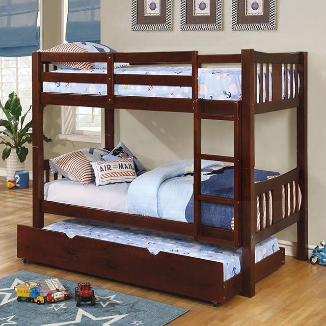 Cameron Dark Walnut, White & Gray Full/Full Bunk Bed