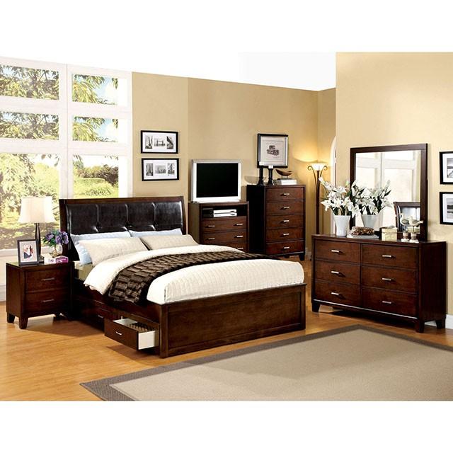 Enrico Full Queen Bed Brown, Black, & Cherry - Red Gate Home Furnishings (Ball Ground, GA)