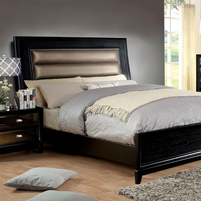 Golva Bed Beige & Black - Red Gate Home Furnishings (Ball Ground, GA)