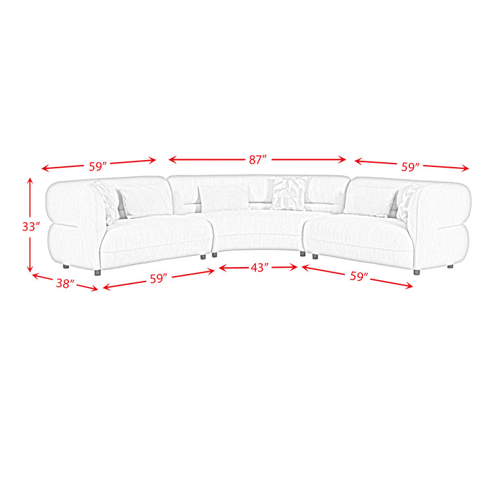 Four Seasons RHF Loveseat in Woolen Camel with 2 Pillows