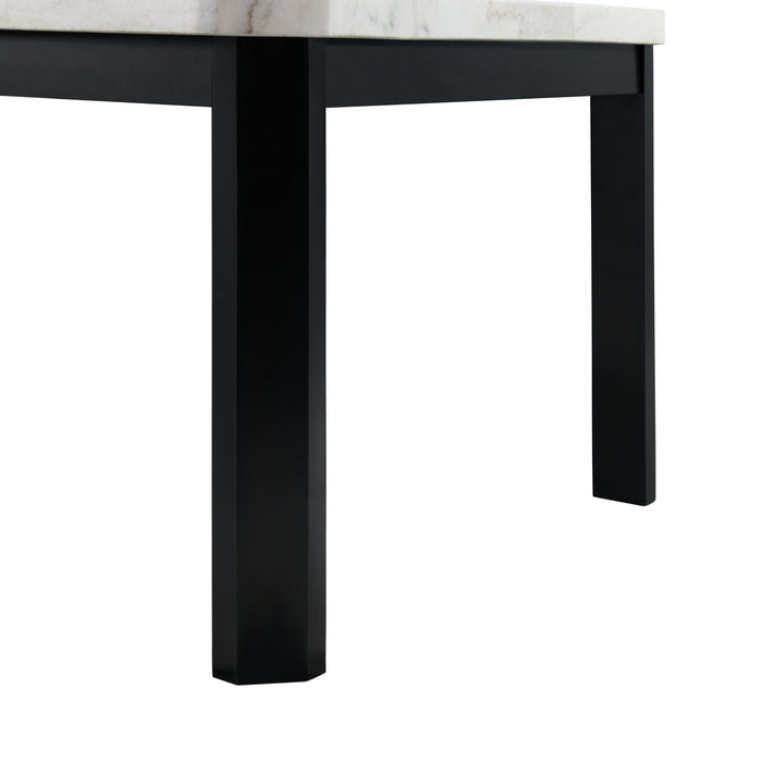 Francesca White Marble Square 5PC Counter Height Dining Set-Table & Four Black PU Chairs