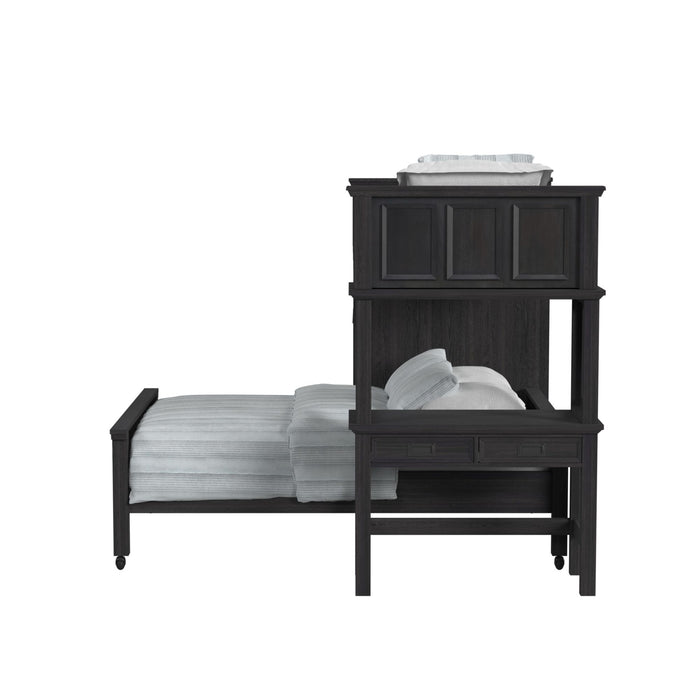 Hampton Kids Over Loft with Staircase and Desk with Speaker
