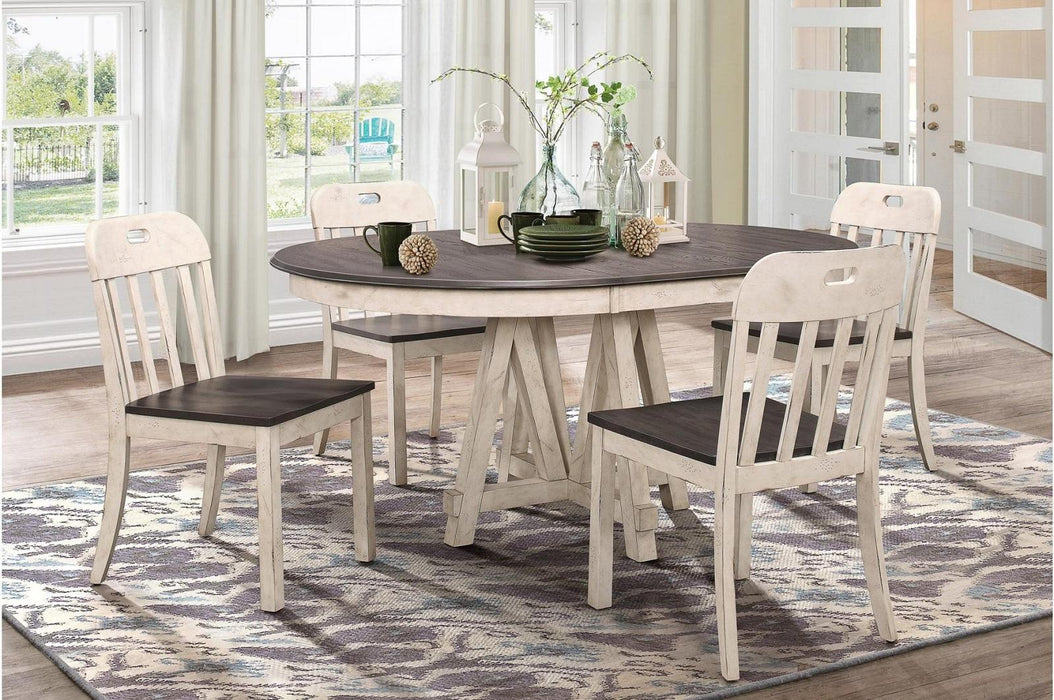 Homelegance Clover Round Dining Table in White and Gray 5656-66*