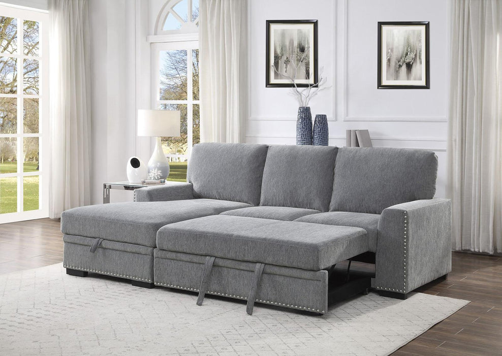 Homelegance Furniture Morelia 2pc Sectional with Pull Out Bed and Left Chaise in Dark Gray 9468DG*2LC2R