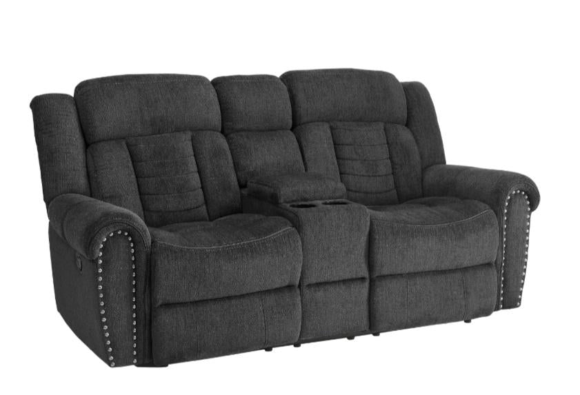 Homelegance Furniture Nutmeg Double Reclining Loveseat in Charcoal Gray 9901CC-2