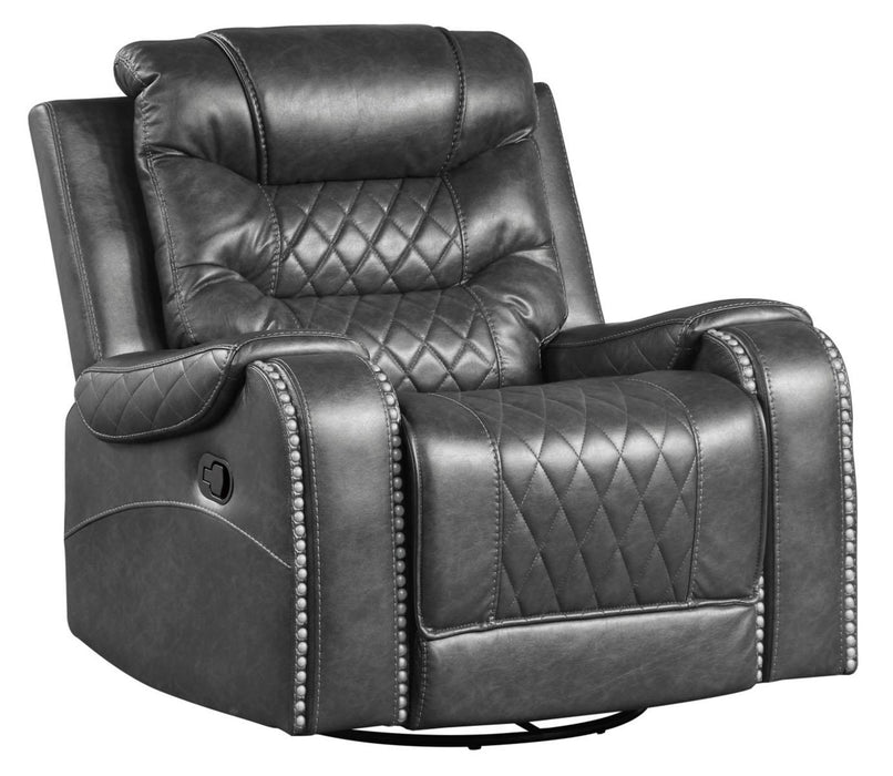 Homelegance Furniture Putnam Swivel Glider Reclining Chair in Gray 9405GY-1