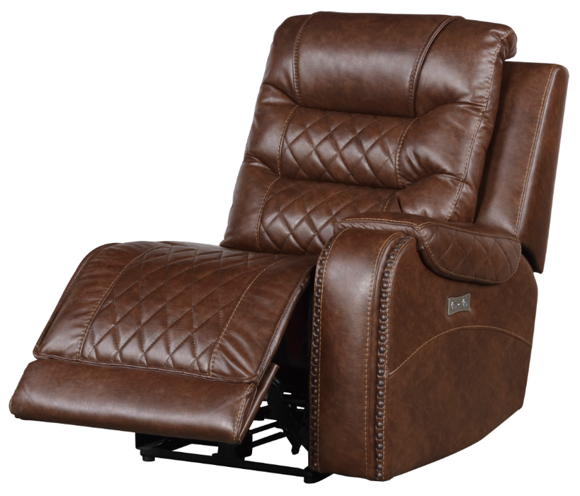 Homelegance Furniture Putnam Power Right Side Reclining Chair with USB Port in Brown 9405BR-RRPW