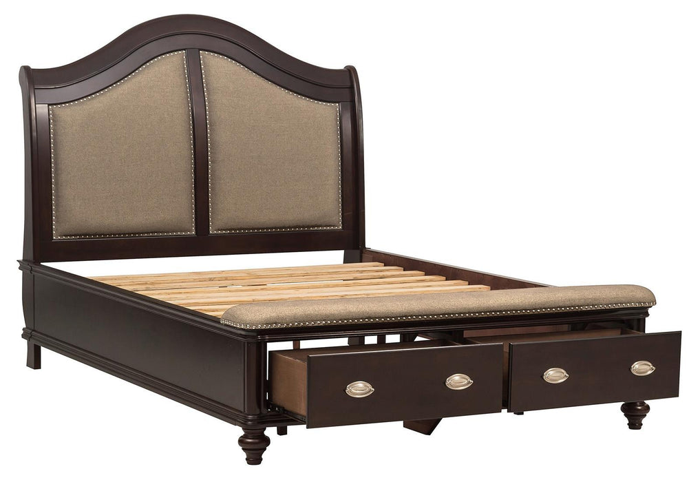 Homelegance Marston Queen Sleigh Storage Bed in Dark Cherry 2615DC-1