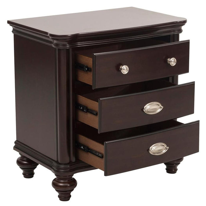 Homelegance Marston 3 Drawer Nightstand in Dark Cherry 2615DC-4