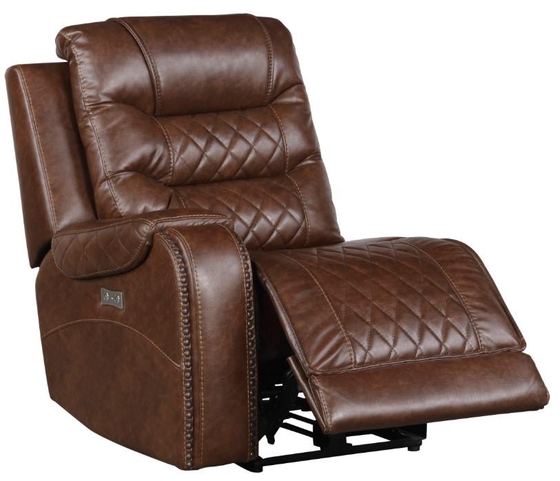 Putnam Power Left Side Reclining Chair with USB Port in Brown 9405BR-LRPW