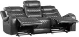 Putnam Power Double Reclining Sofa with Drop-Down in Gray 9405GY-3PW - Red Gate Home Furnishings (Ball Ground, GA)