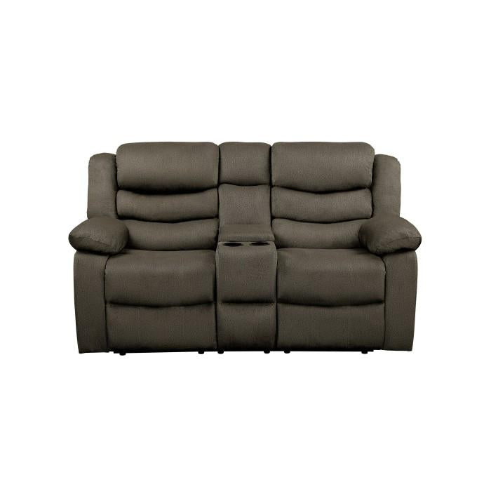 Discus Double Reclining Loveseat in Brown 9526BR-2 image