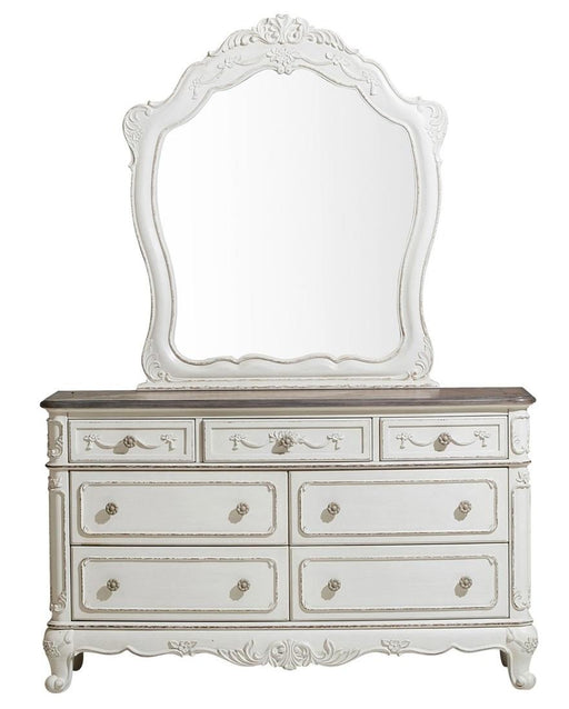 Cinderella Mirror in Antique White with Grey Rub-Through 1386NW-6 - Red Gate Home Furnishings (Ball Ground, GA)