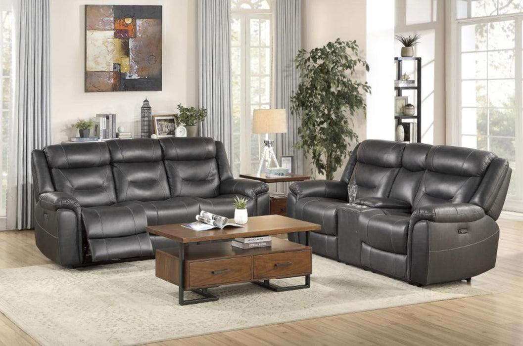 Danio Power Double Reclining Sofa with Power Headrests in Dark Gray 9528DGY-3PWH - Red Gate Home Furnishings (Ball Ground, GA)
