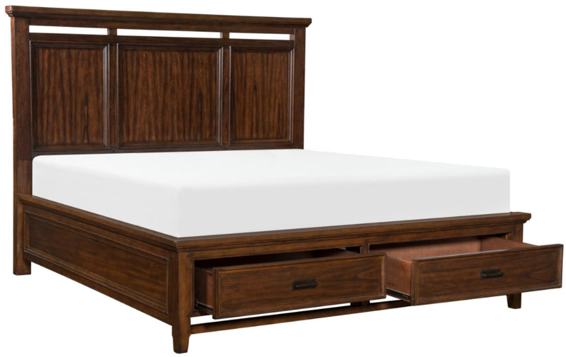 Frazier King Upholstered Storage Platform Bed in Dark Cherry 1649K-1EK*