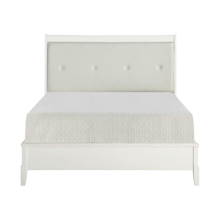 Cotterill Queen Upholstered Sleigh Bed in Antique White 1730WW-1*