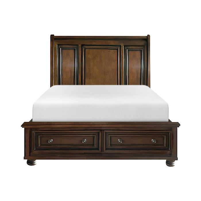 Cumberland King Sleigh Platform Bed with Footboard Storage in Brown Cherry 2159K-1EK*
