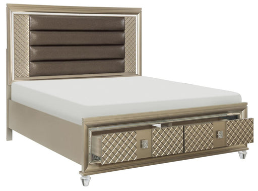 Loudon Queen Platform with Storage Bed in Champagne Metallic 1515-1* - Red Gate Home Furnishings (Ball Ground, GA)